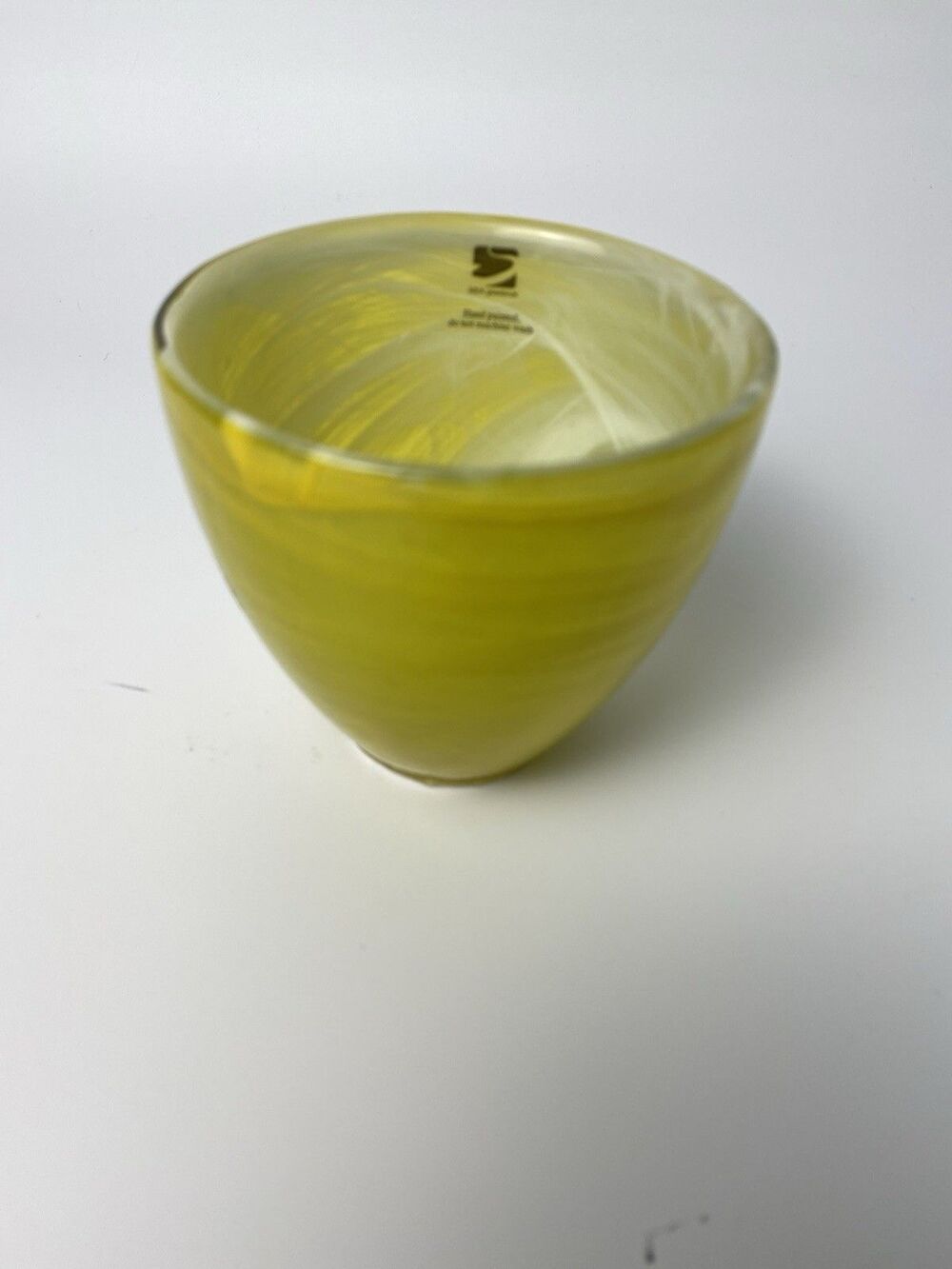 Sea Glasbruk Votive Candle Holder Yellow Hand blown Glass From Sweden